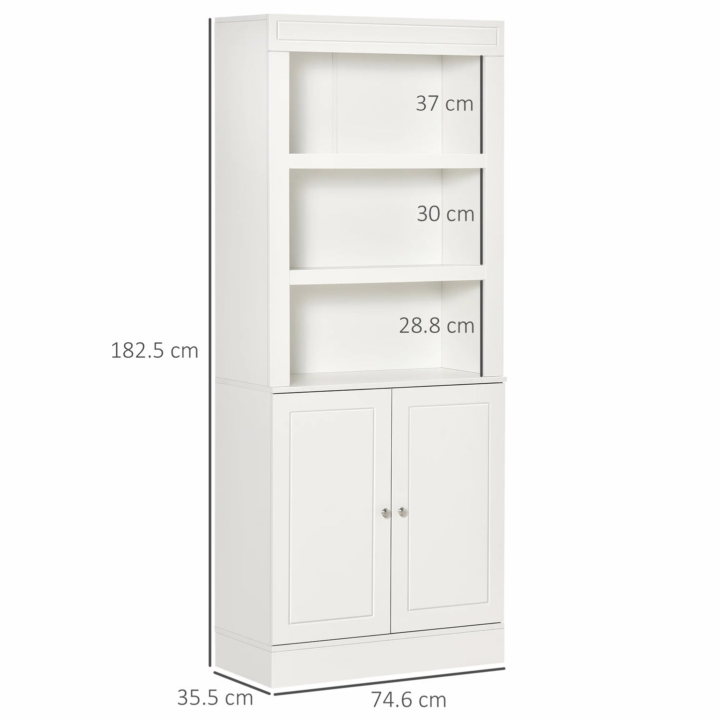 Modern Kitchen Cupboard, Storage Cabinet with Adjustable Shelves, White