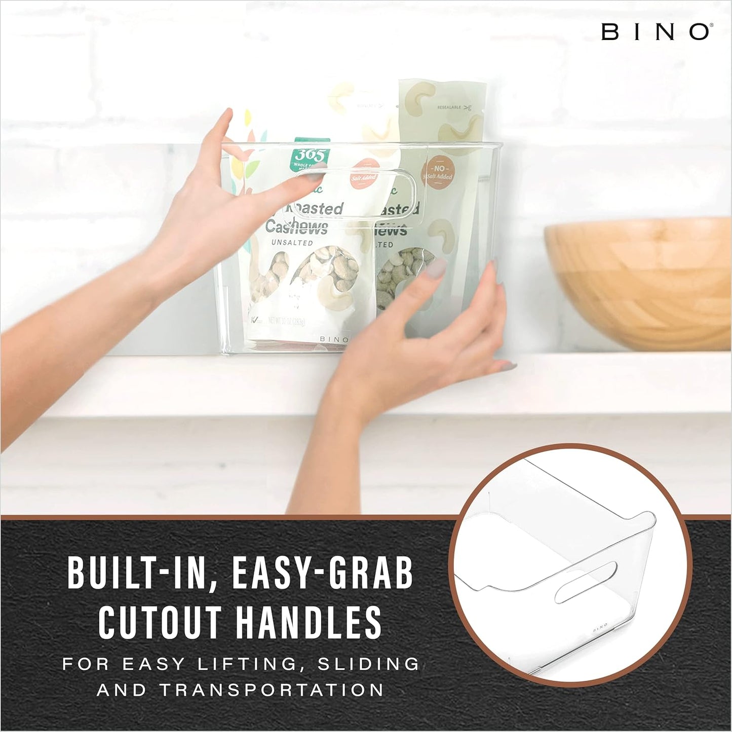 | Plastic Storage Bins, Large - 2 Pack, Clear | the SOHO COLLECTION | Pantry Organizers and Storage Containers | Fridge Organizer Bins | Kitchen Cabinet Organizer | Medicine Cabinet Bin