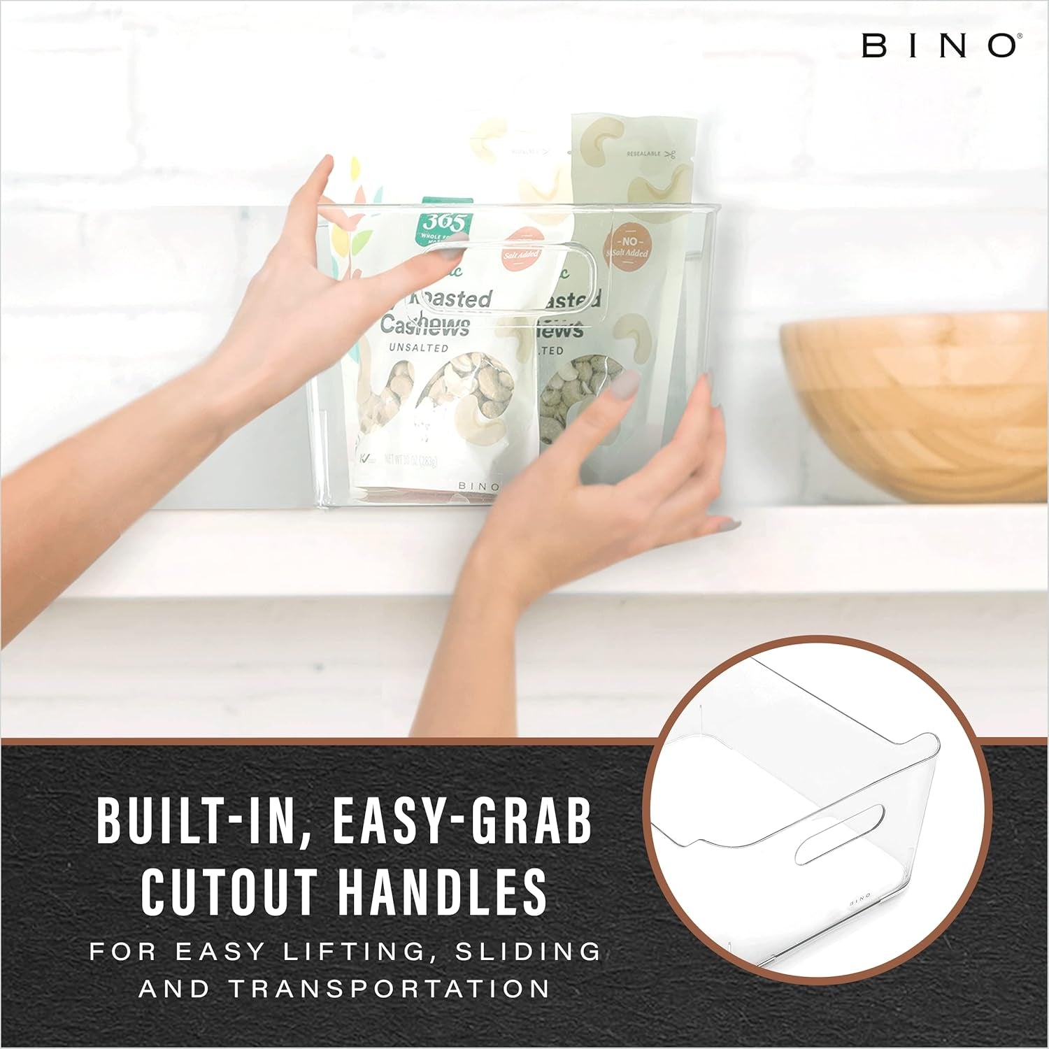 | Plastic Storage Bins, Large - 2 Pack, Clear | the SOHO COLLECTION | Pantry Organizers and Storage Containers | Fridge Organizer Bins | Kitchen Cabinet Organizer | Medicine Cabinet Bin