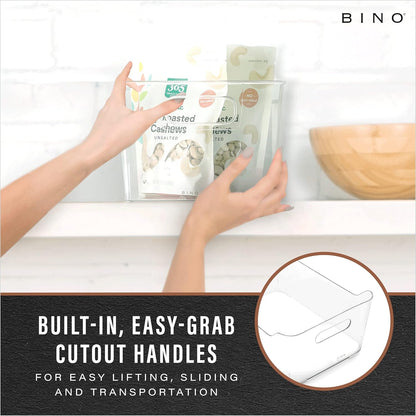 | Plastic Storage Bins, Large - 2 Pack, Clear | the SOHO COLLECTION | Pantry Organizers and Storage Containers | Fridge Organizer Bins | Kitchen Cabinet Organizer | Medicine Cabinet Bin