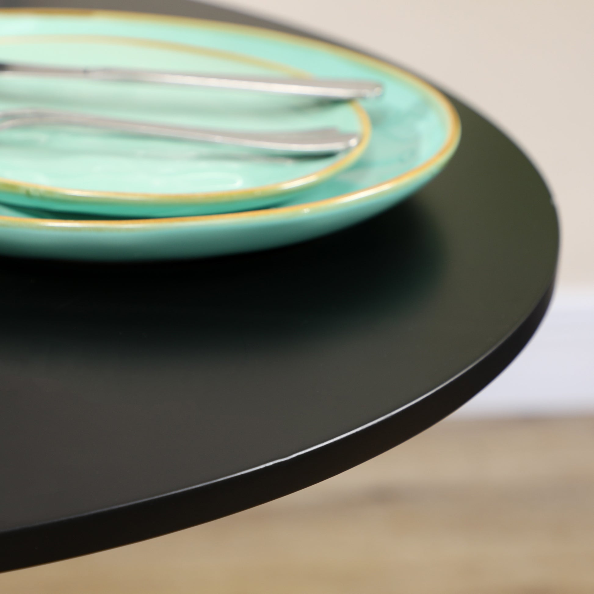 Round Dining Table, Modern Kitchen Table with Steel Base