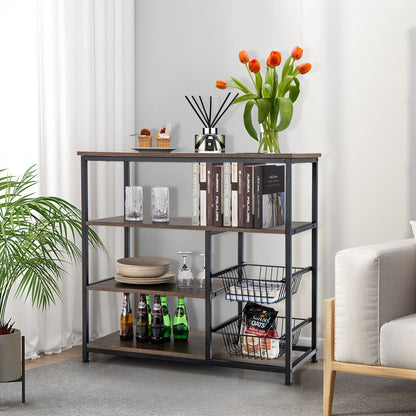 Industrial Kitchen Baker'S Rack with 2 Wire Baskets