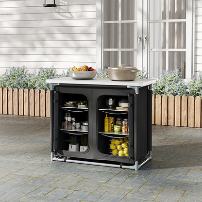 Outdoor Camping Kitchen Dining Table, Outdoor Cooking Table, Portable Kitchen Storage Cabinet Foldable Cabinet