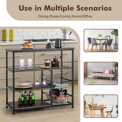 Industrial Kitchen Baker'S Rack with 2 Wire Baskets