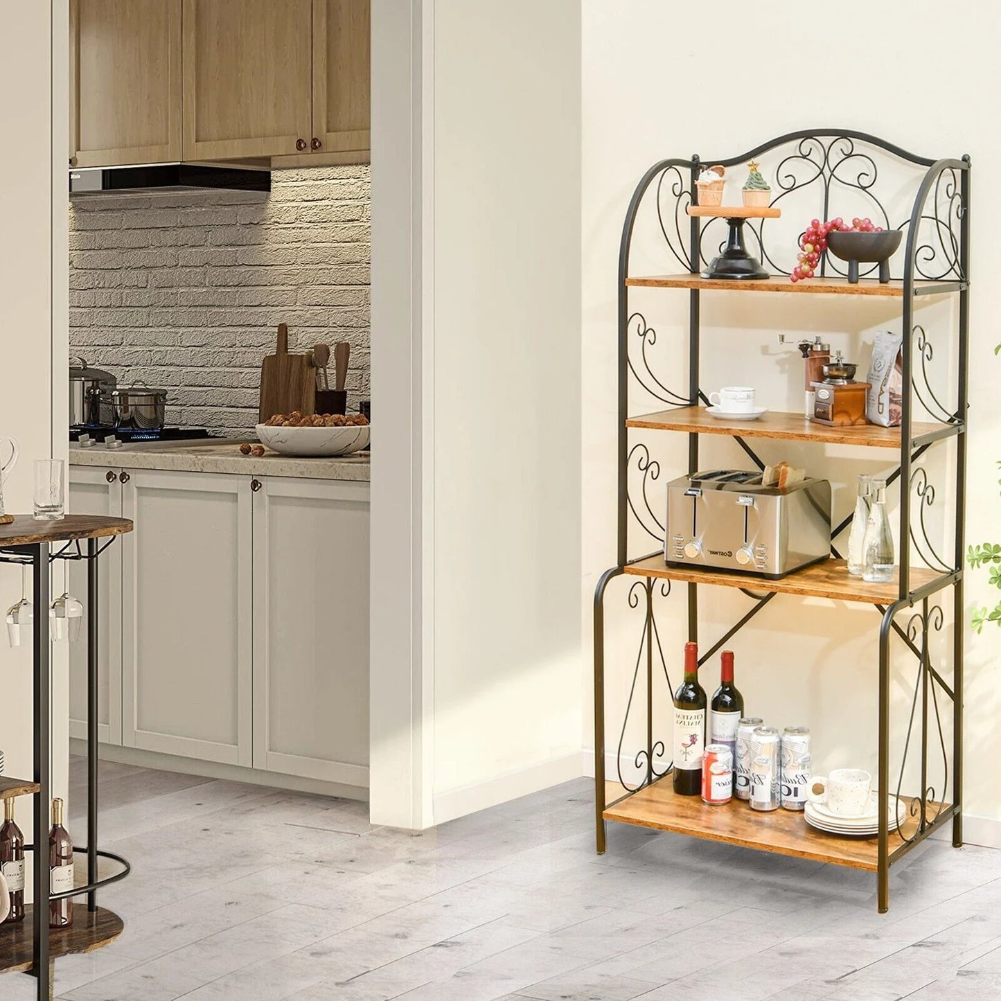 4-Tier Industrial Kitchen Frreestanding Baker Rack
