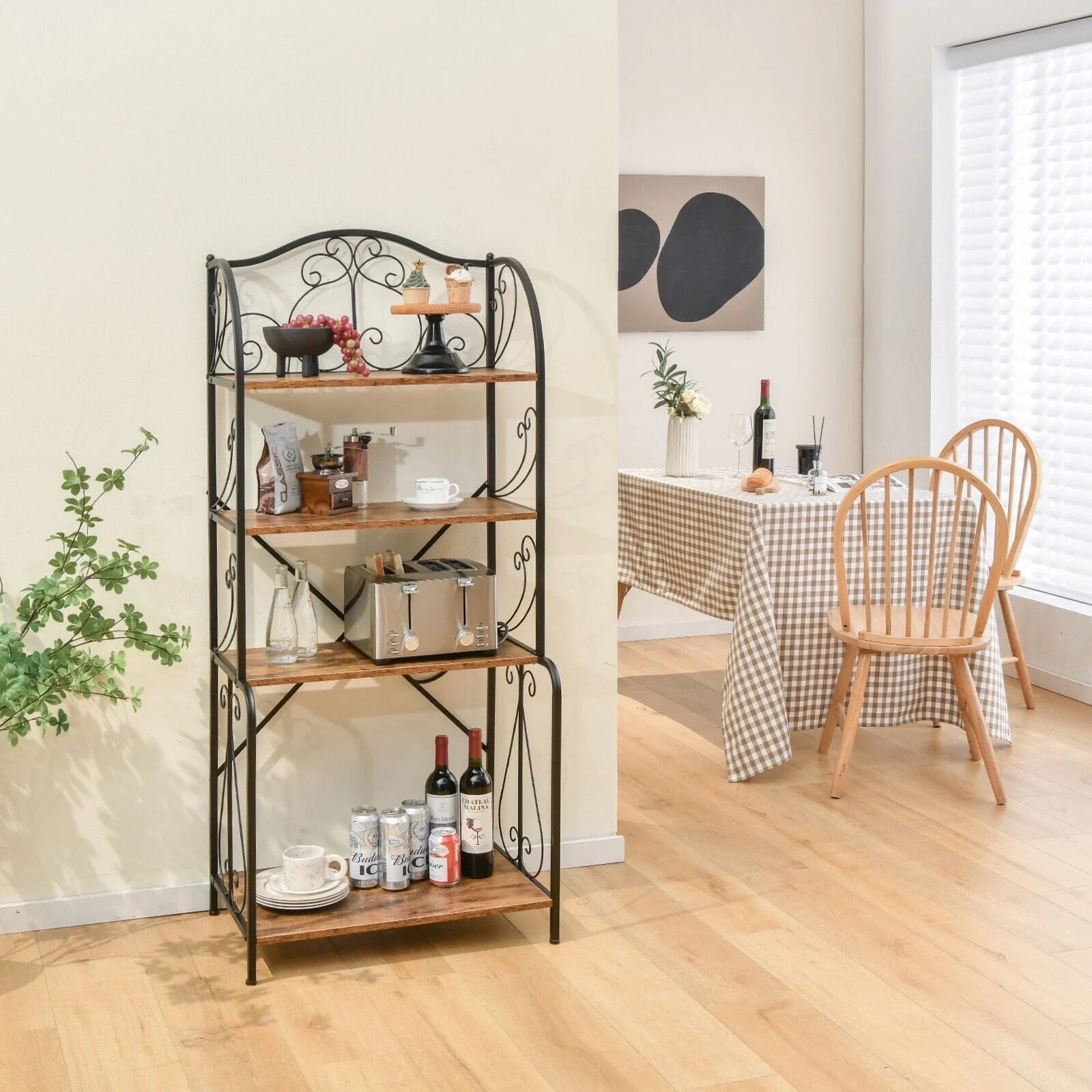 4-Tier Industrial Kitchen Frreestanding Baker Rack