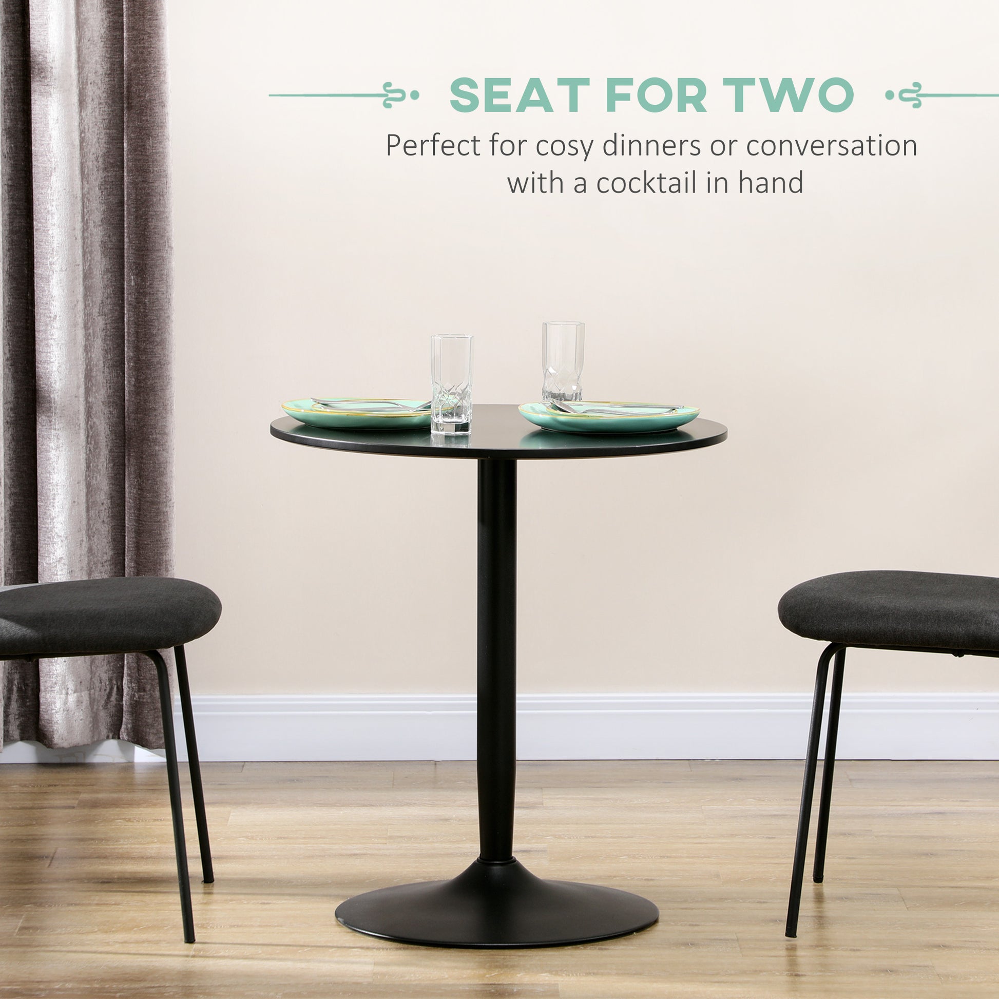 Round Dining Table, Modern Kitchen Table with Steel Base