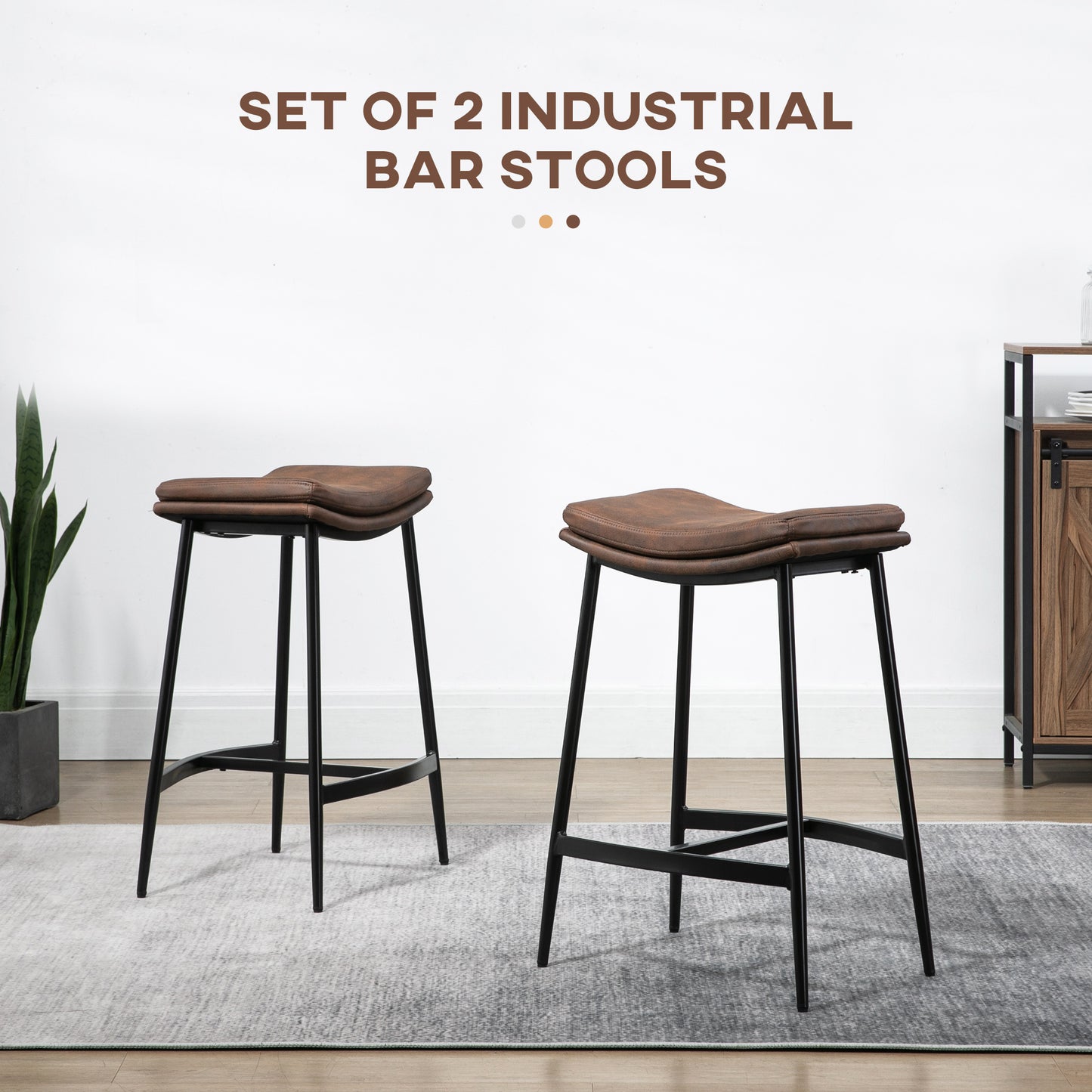 Industrial Bar Stools Set of 2 Kitchen Stools for Dining Room Kitchen