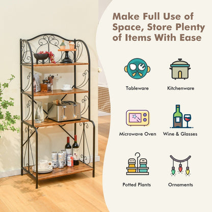 4-Tier Industrial Kitchen Frreestanding Baker Rack