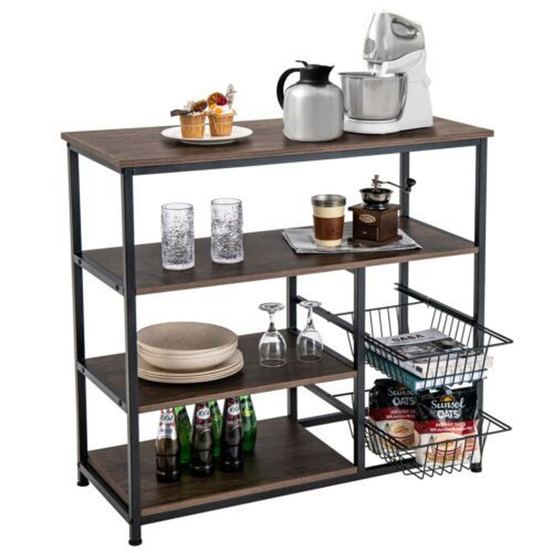 Industrial Kitchen Baker'S Rack with 2 Wire Baskets