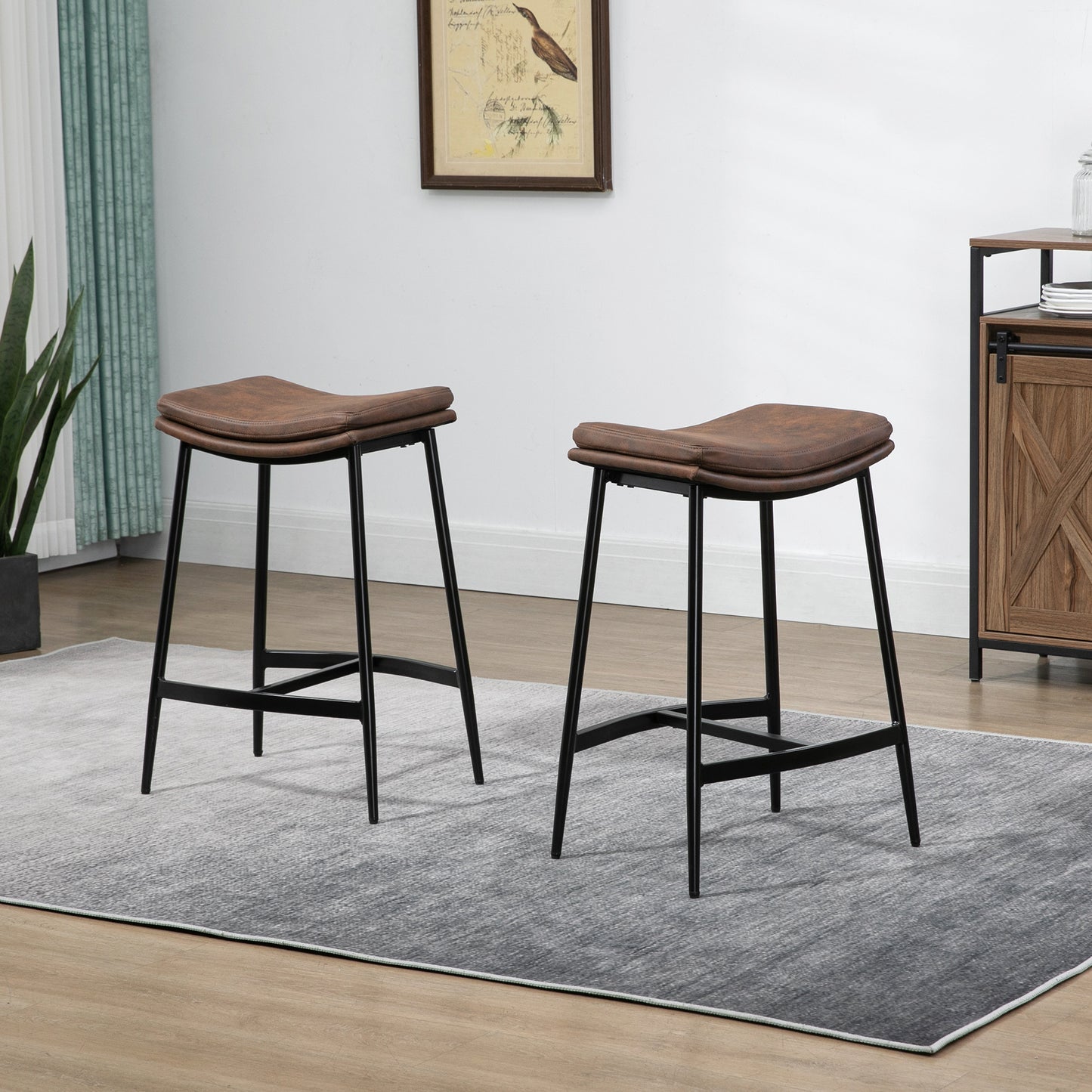 Industrial Bar Stools Set of 2 Kitchen Stools for Dining Room Kitchen