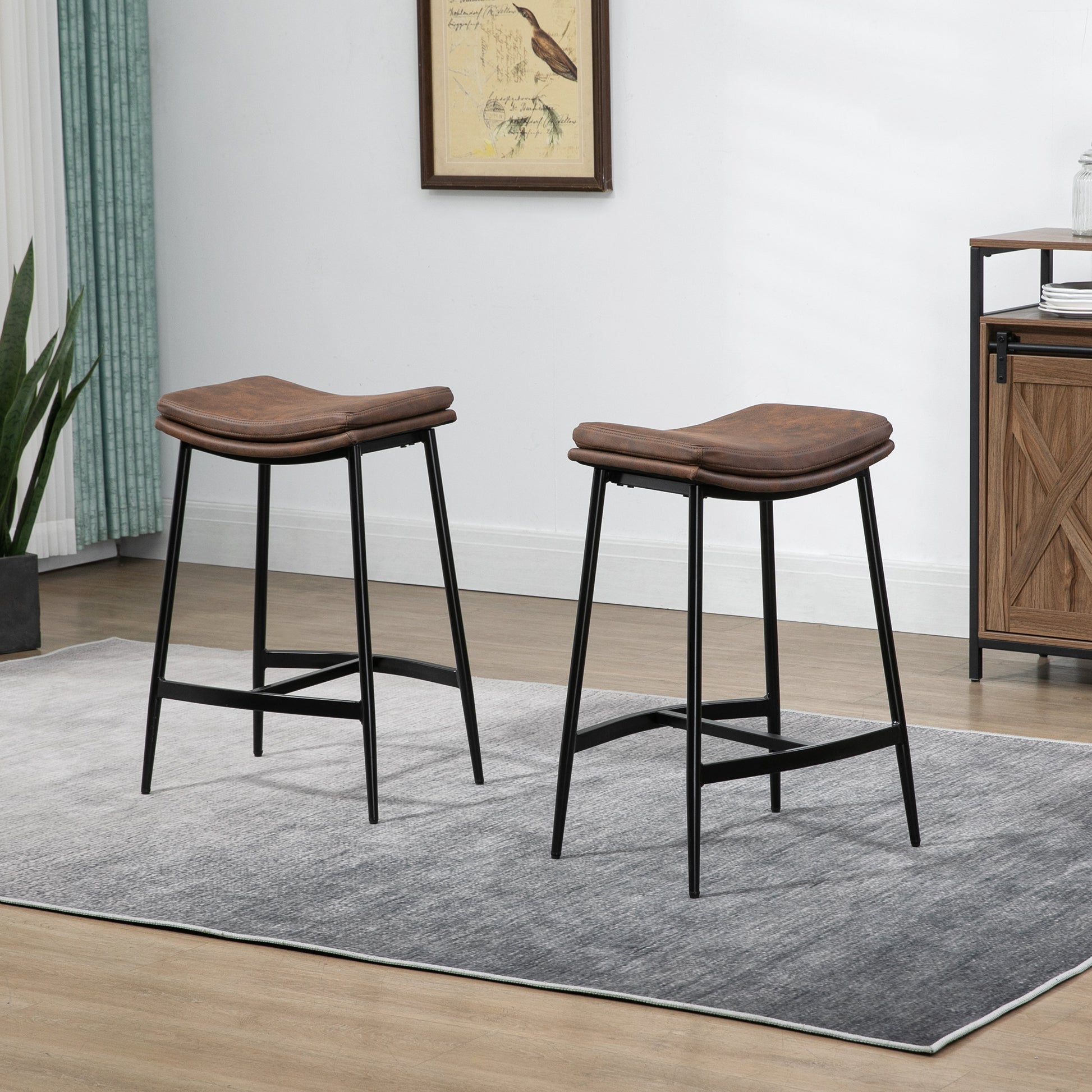 Industrial Bar Stools Set of 2 Kitchen Stools for Dining Room Kitchen