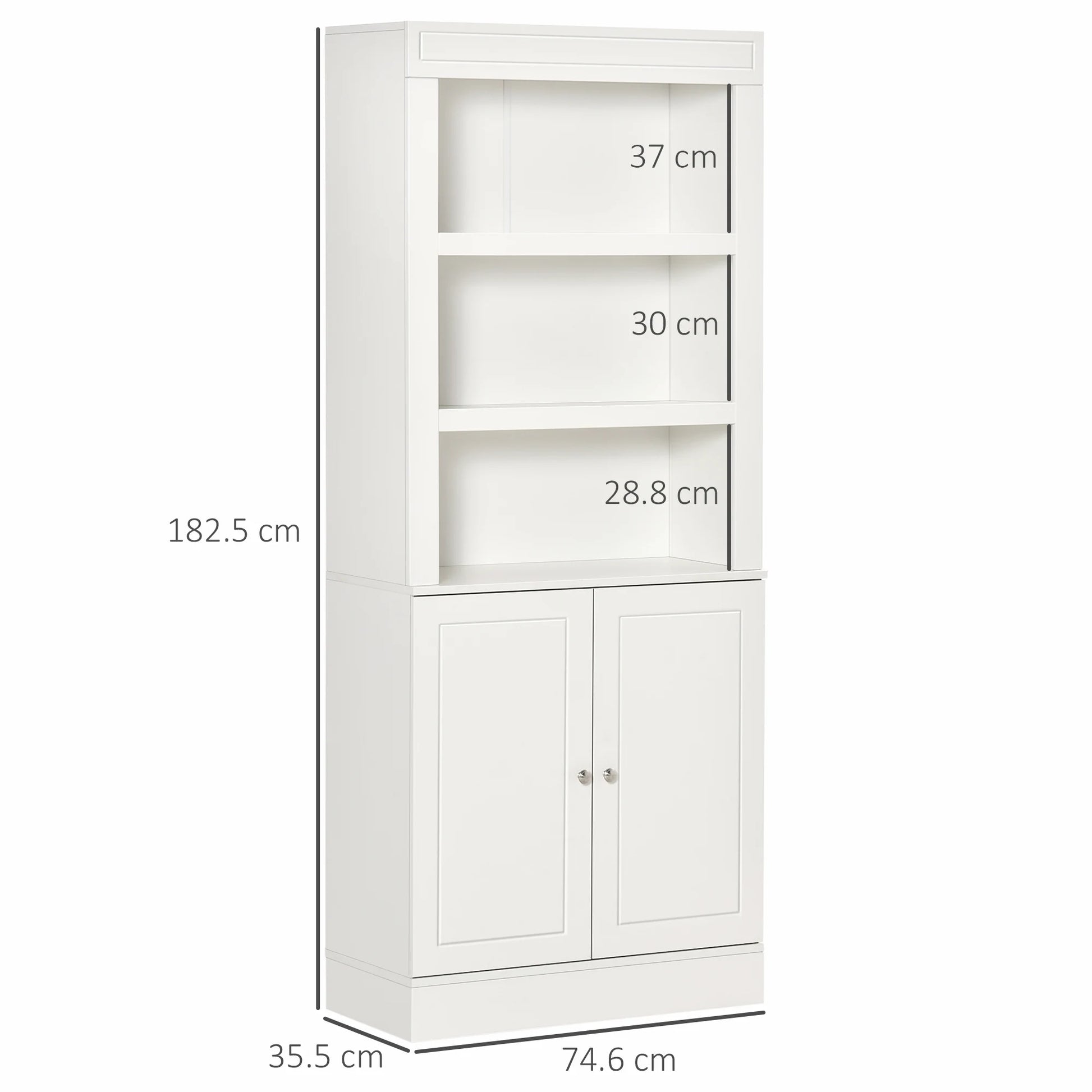 Modern Kitchen Cupboard, Storage Cabinet with Adjustable Shelves, White