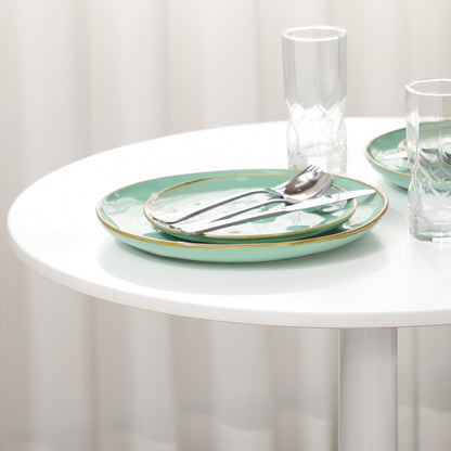 Round Dining Table, Modern Kitchen Table with Steel Base
