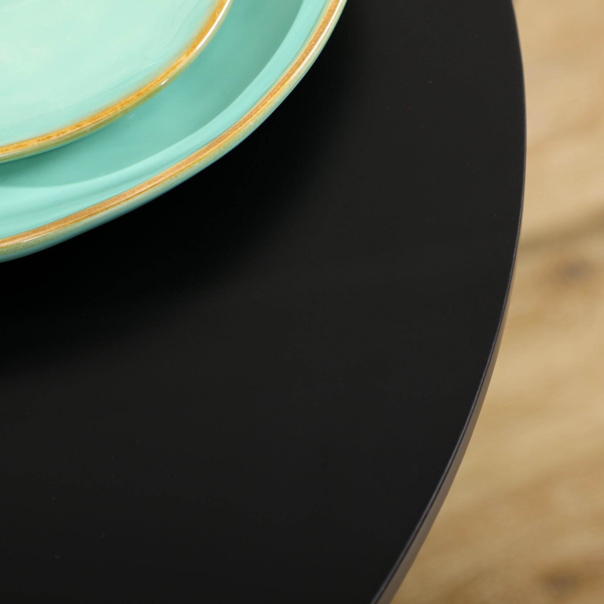 Round Dining Table, Modern Kitchen Table with Steel Base