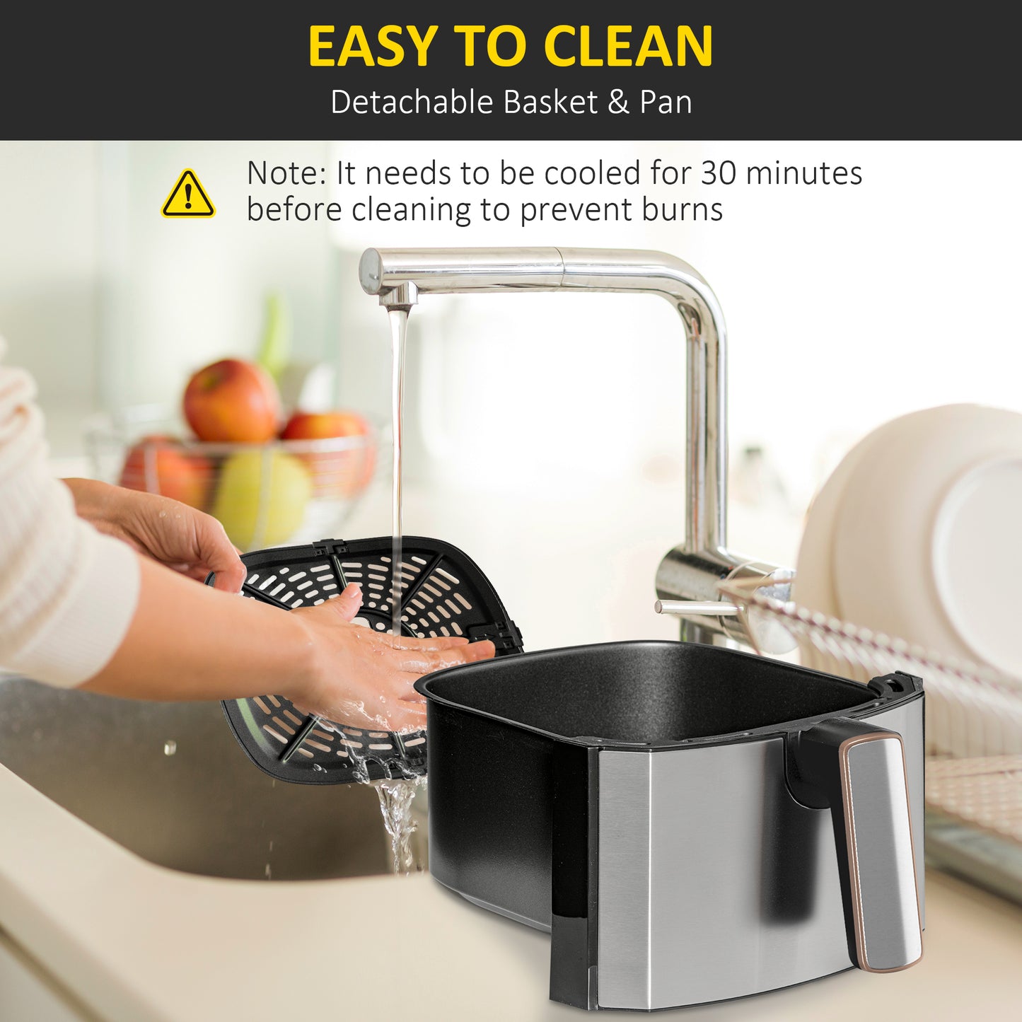 1700W 6.5L Air Fryer, Air Fryer Oven with Digital Display, Adjustable Temperature, Timer & Nonstick Basket for Oil | HOMCOM-6
