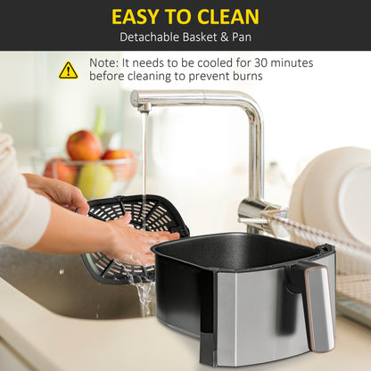 1700W 6.5L Air Fryer, Air Fryer Oven with Digital Display, Adjustable Temperature, Timer & Nonstick Basket for Oil | HOMCOM-6