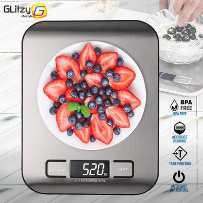 Digital Kitchen Scale 5kg/10kg Food Multi-Function 304 Stainless Steel Balance LCD Display Measuring Grams Ounces Cooking Baking-1