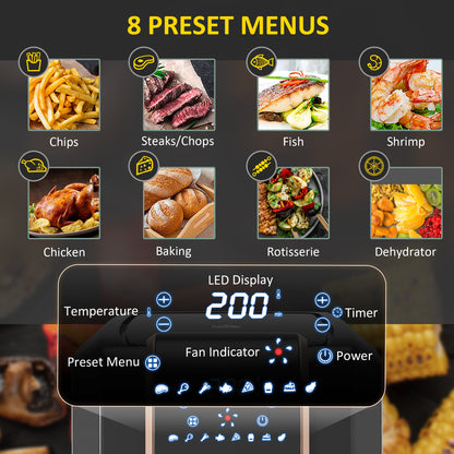 1700W 6.5L Air Fryer, Air Fryer Oven with Digital Display, Adjustable Temperature, Timer & Nonstick Basket for Oil | HOMCOM-2