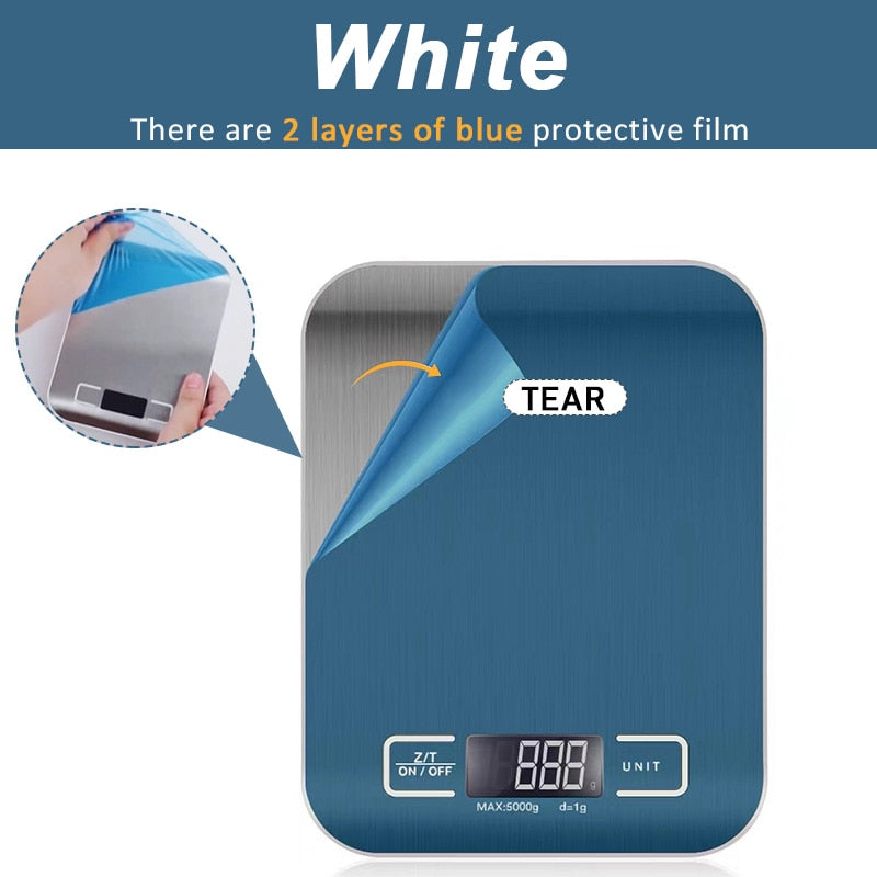 Digital Kitchen Scale 5kg/10kg Food Multi-Function 304 Stainless Steel Balance LCD Display Measuring Grams Ounces Cooking Baking-2