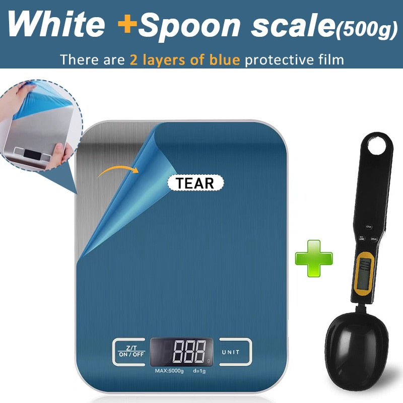 Digital Kitchen Scale 5kg/10kg Food Multi-Function 304 Stainless Steel Balance LCD Display Measuring Grams Ounces Cooking Baking-3