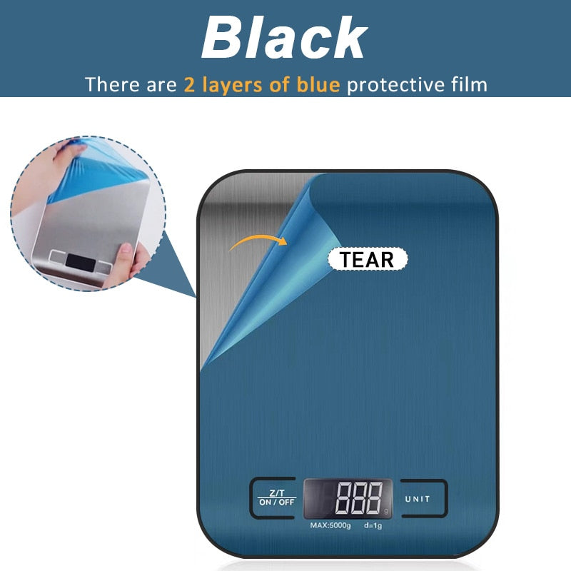 Digital Kitchen Scale 5kg/10kg Food Multi-Function 304 Stainless Steel Balance LCD Display Measuring Grams Ounces Cooking Baking-5