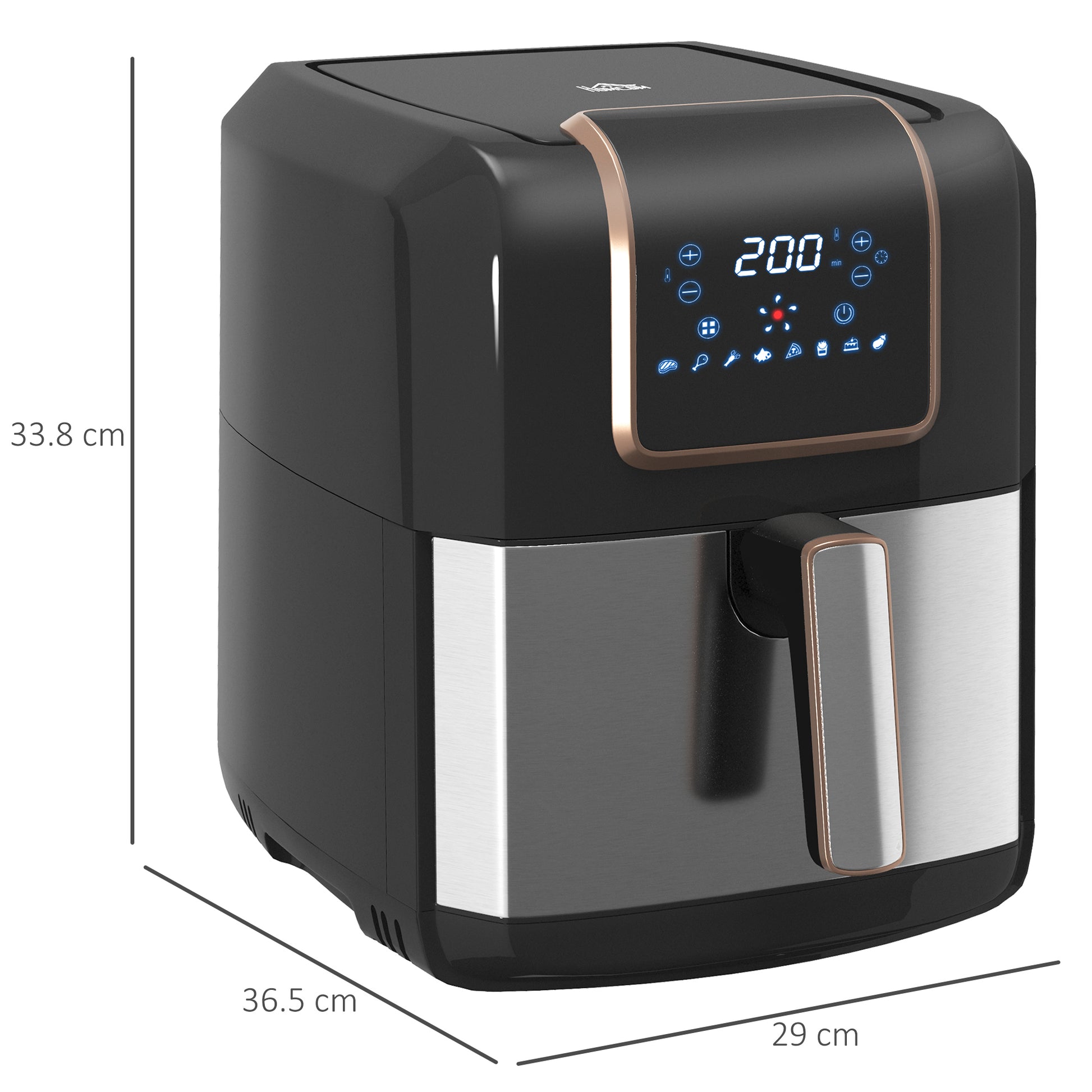 1700W 6.5L Air Fryer, Air Fryer Oven with Digital Display, Adjustable Temperature, Timer & Nonstick Basket for Oil | HOMCOM-1