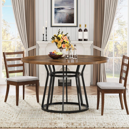 round Dining Table for 4 People, Circle Dining Room Table with Metal Base, 47.2-Inch round Kitchen Dinner Table