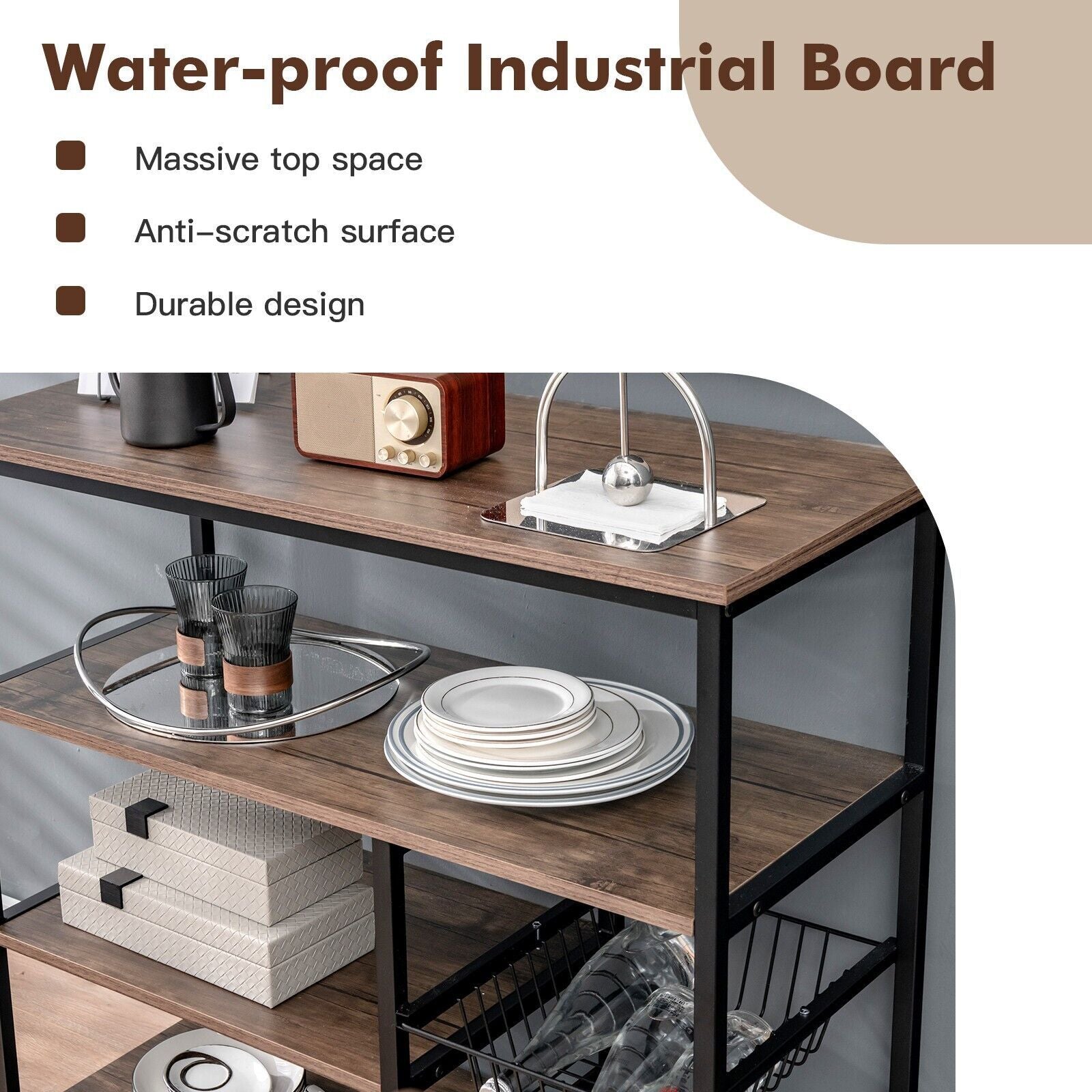 Industrial Kitchen Baker'S Rack with 2 Wire Baskets