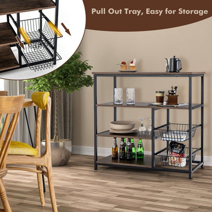 Industrial Kitchen Baker'S Rack with 2 Wire Baskets
