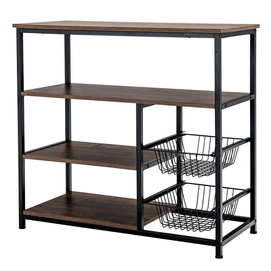 Industrial Kitchen Baker'S Rack with 2 Wire Baskets