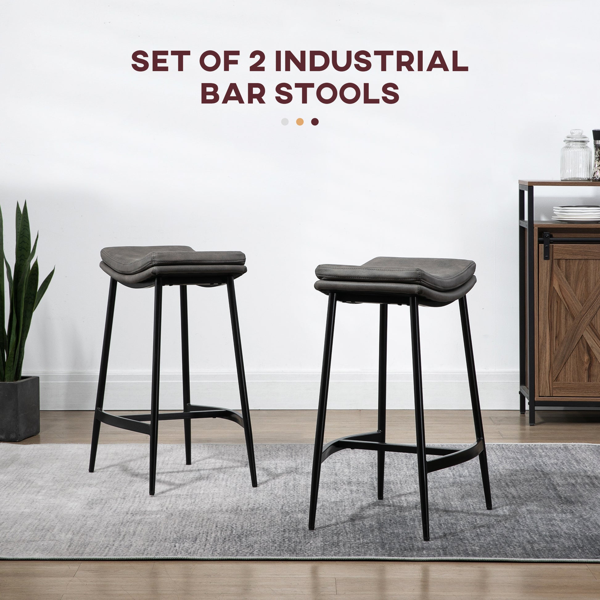Industrial Bar Stools Set of 2 Kitchen Stools for Dining Room Kitchen