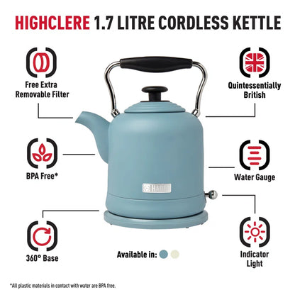 Highclere 1.5L Stainless Steel Electric Tea Kettle