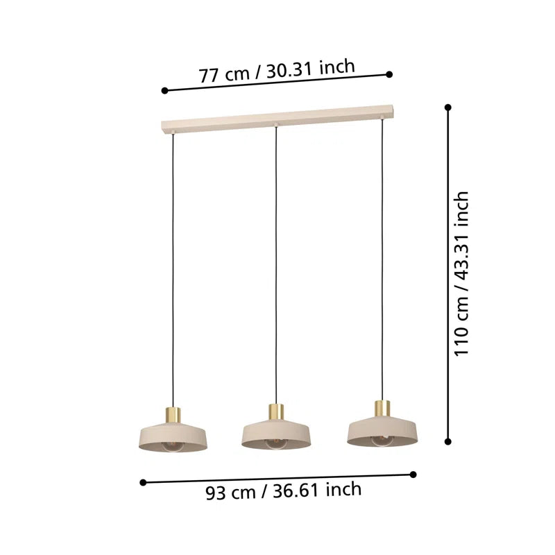 Espere 3 - Light Sand Coloured Kitchen Island Pendant