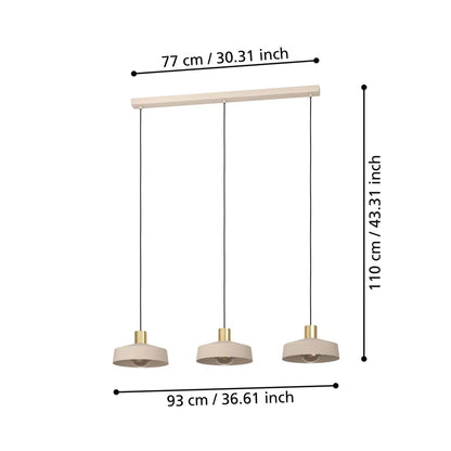Espere 3 - Light Sand Coloured Kitchen Island Pendant