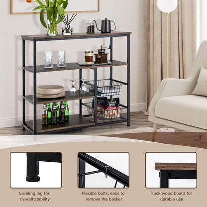 Industrial Kitchen Baker'S Rack with 2 Wire Baskets