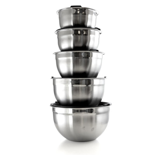 5-Piece Stackable Mixing Bowl Set with Lids – Multipurpose Kitchen Prep & Storage Bowls