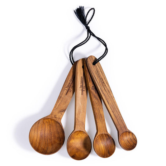 Upcycled Wooden Measuring Spoons – Eco-Friendly Kitchen Utensil Set for Baking & Cooking