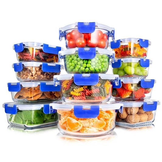 24-Piece Glass Food Storage & Bakeware Set – Oven-Safe Containers with Snap Locking Lids