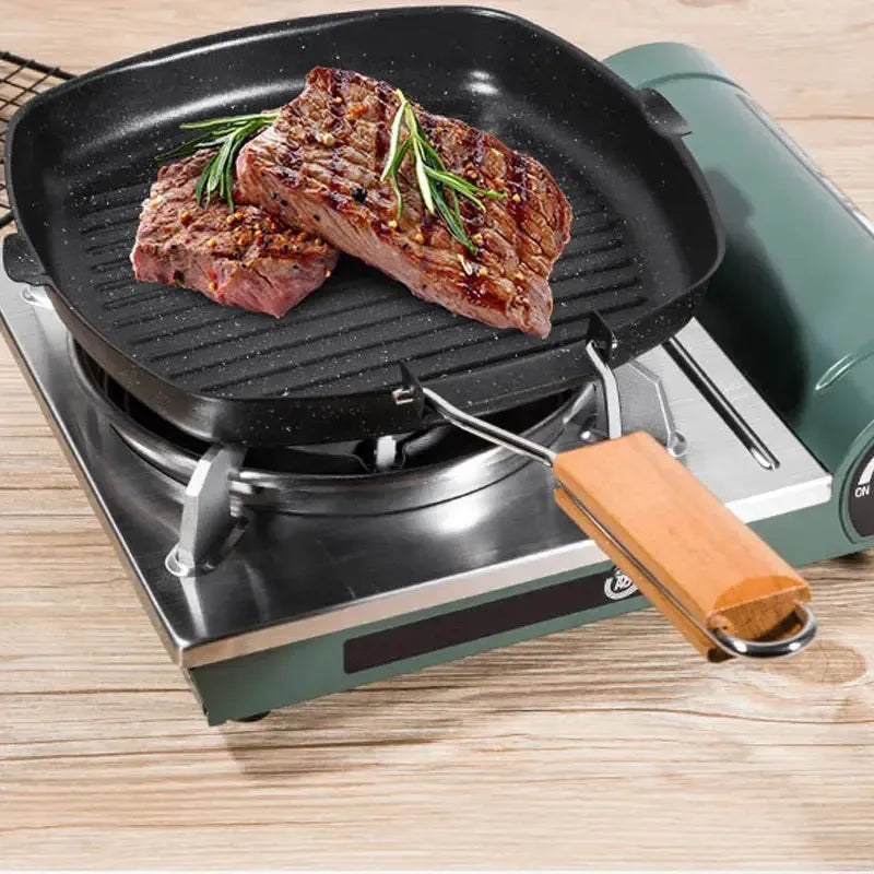 Foldable Cast Iron Steak Skillet – Portable Grill Pan for Indoor & Outdoor Cooking