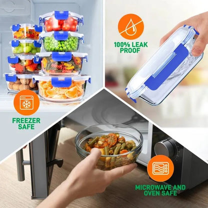 24-Piece Glass Food Storage & Bakeware Set – Oven-Safe Containers with Snap Locking Lids