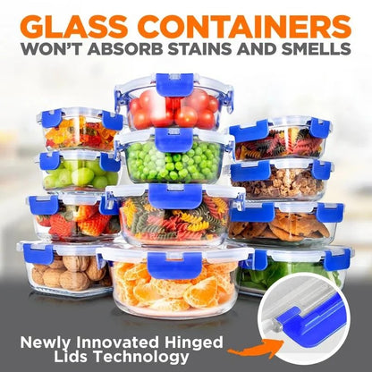24-Piece Glass Food Storage & Bakeware Set – Oven-Safe Containers with Snap Locking Lids