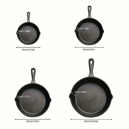 4-Piece Pre-Seasoned Cast Iron Skillet Set – Durable Frying Pans