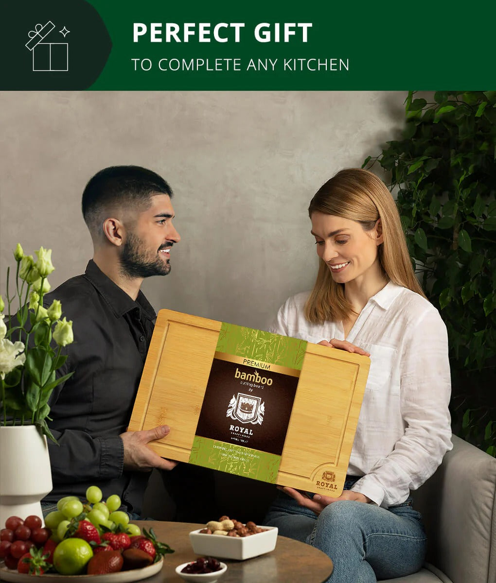Large Bamboo Cutting Board – Durable Wooden Chopping Board for Kitchen & Food Prep