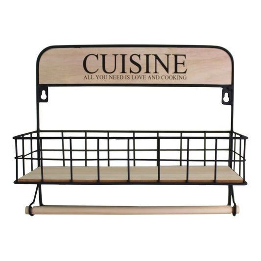 2-in-1 Kitchen Spice Rack with Paper Towel Holder – Wall Mounted Storage Organizer