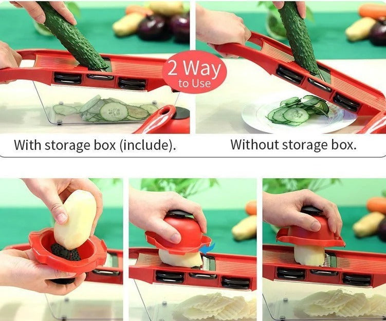 Stainless Steel Vegetable Slicer – Adjustable Mandoline Cutter for Fruits & Veggies
